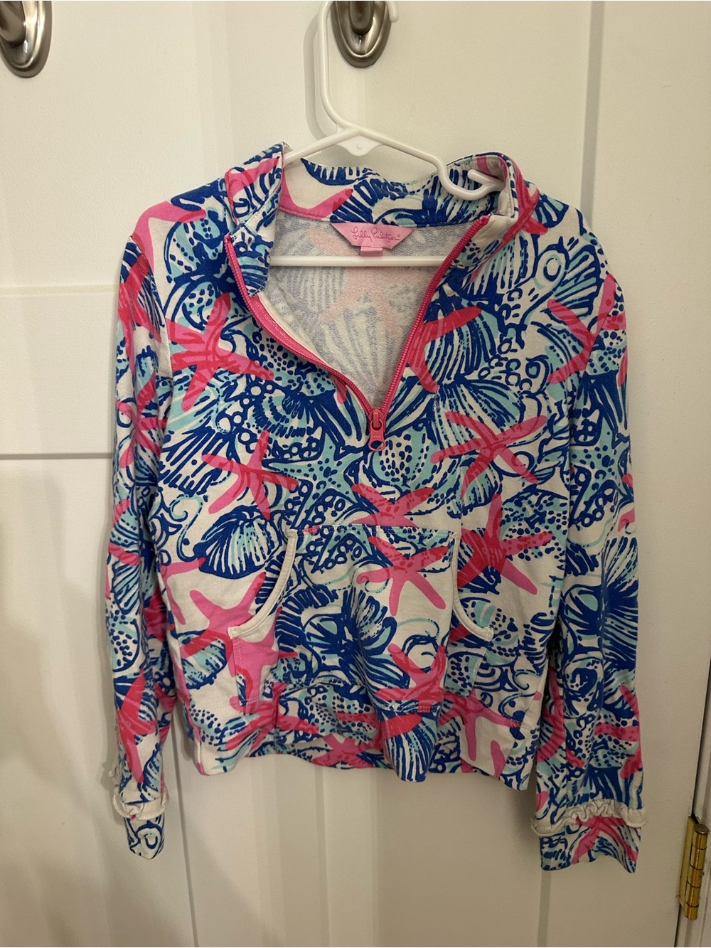 Lilly Pulitzer Floral-Print Half-Zip Pullover in Pink & Blue